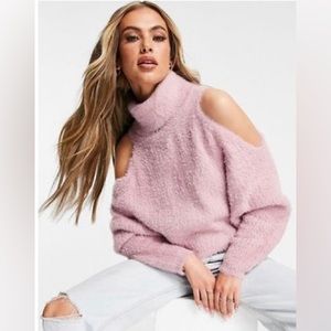 Skylar Rose cut out detail roll neck sweater in pink